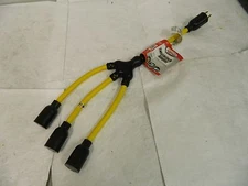 Coleman Cable 125 VAC 20A 3-Outlets Yellow/Black with Adapter 10613586 