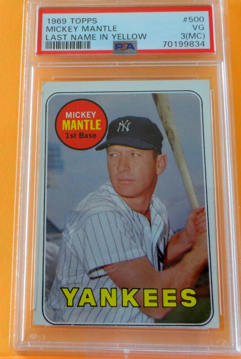 1969 TOPPS BASEBALL #500 MICKEY MANTLE G-64 PSA 3(MC) | eBay