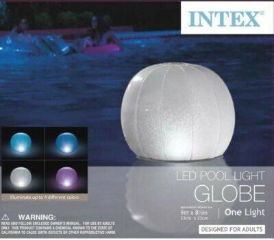 INTEX Pool Light Floating LED Inflatable Ball  MultiColor Modes Blue Purple 