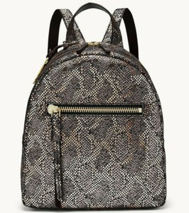 fossil black leather backpack