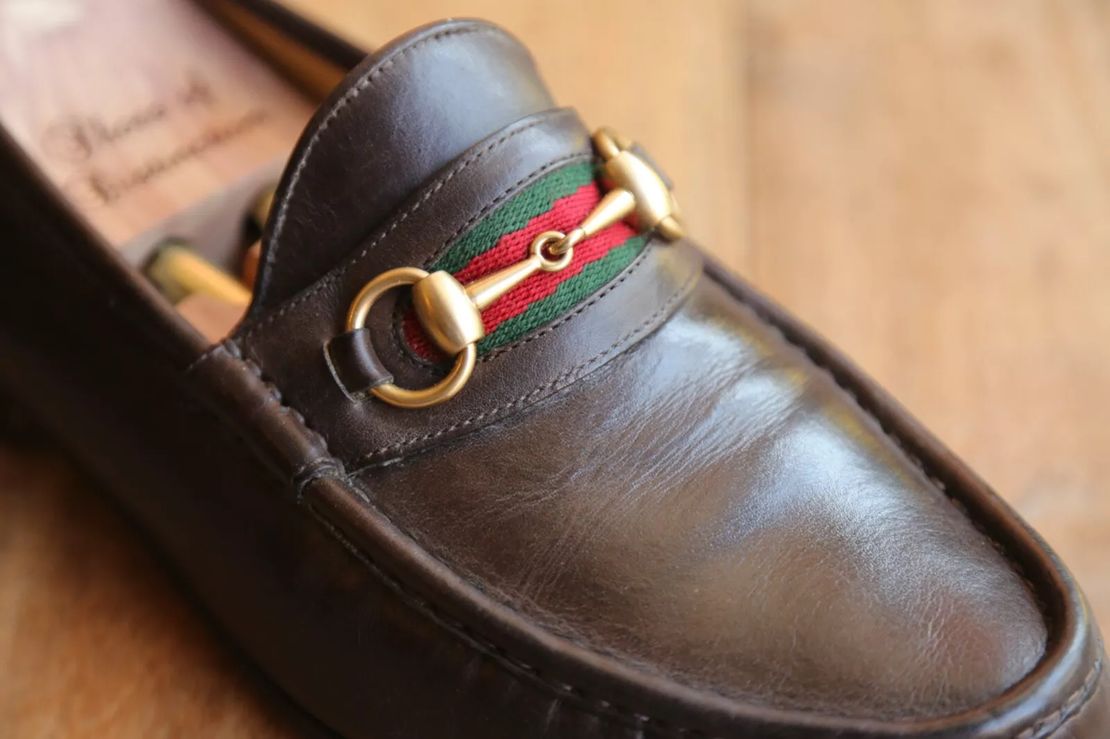 Mocassins Gucci marron cuir laiton mors chaussures homme UK 8,5 E US 9,5 EU 42,5