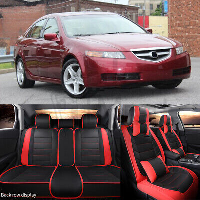 For Acura Tl 2004 2008 5x Car Seat Covers Full Set Pu Leather Front Rear Red - 2004 Acura Tl Car Seat Cover