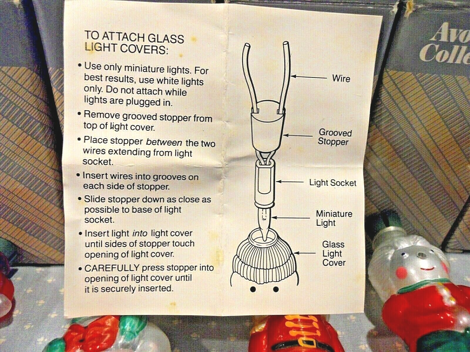 Vintage lot of 6 Unused Avon Glass Light Covers Christmas Lights