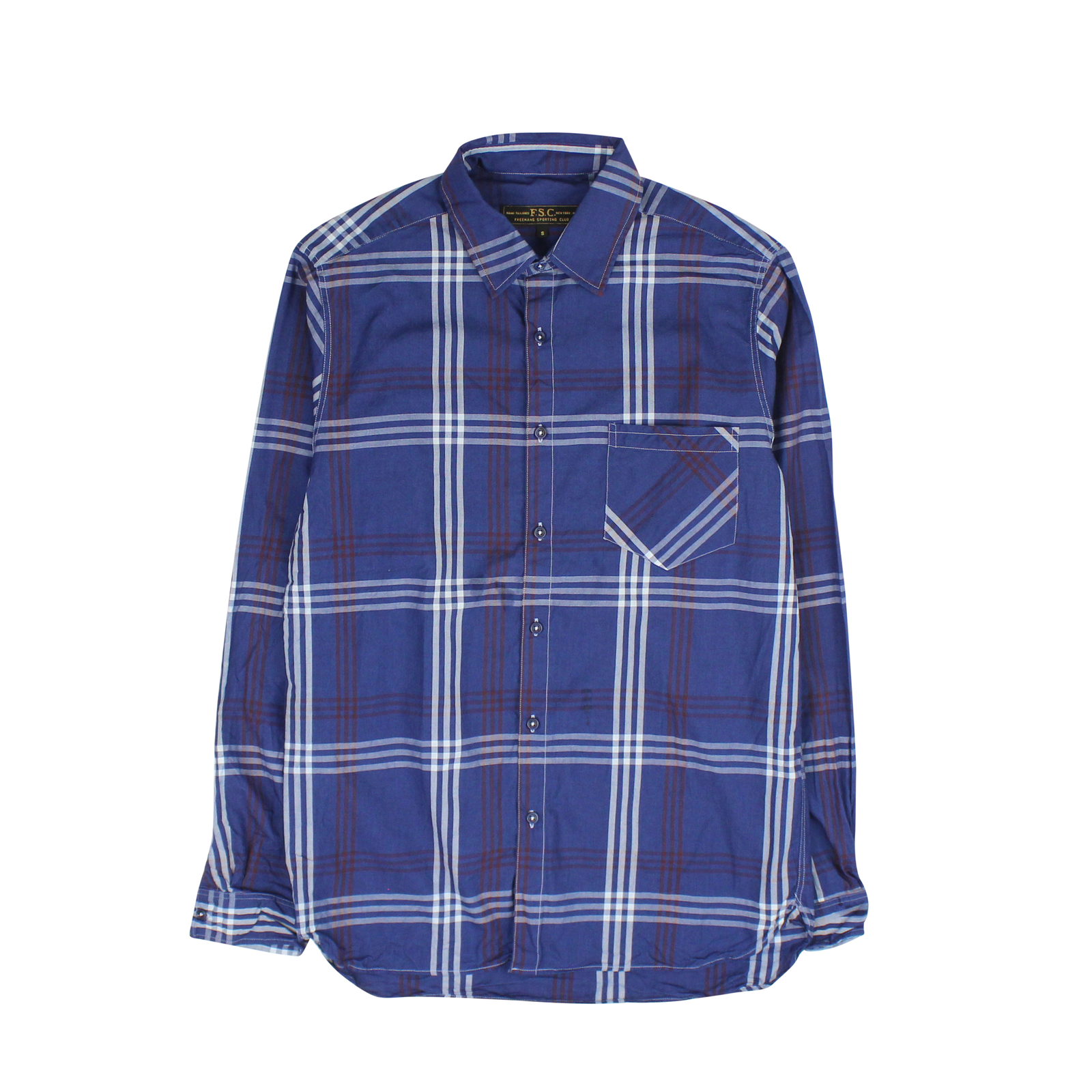 NEW Freemans Sporting Club Dark Blue Checkered Shirt Size M $200