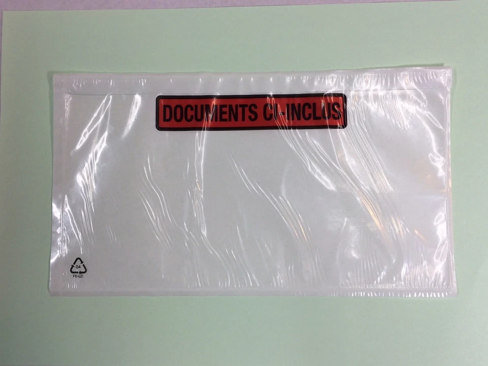 50 x Pochettes Adhésives doc inclus - Impression 2 couleurs (mm) - 225 X 120