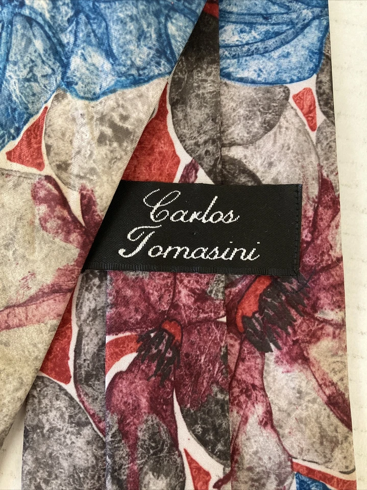 Галстук мужской Carlos Tomasini галстук большой цветочный красный синий серый абстрактный - Изображение 4 из 4