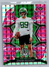 2022 Panini Mosaic JEREMY RUCKERT Rookie Card (RC) Pink CAMO PRIZM JETS #360. rookie card picture
