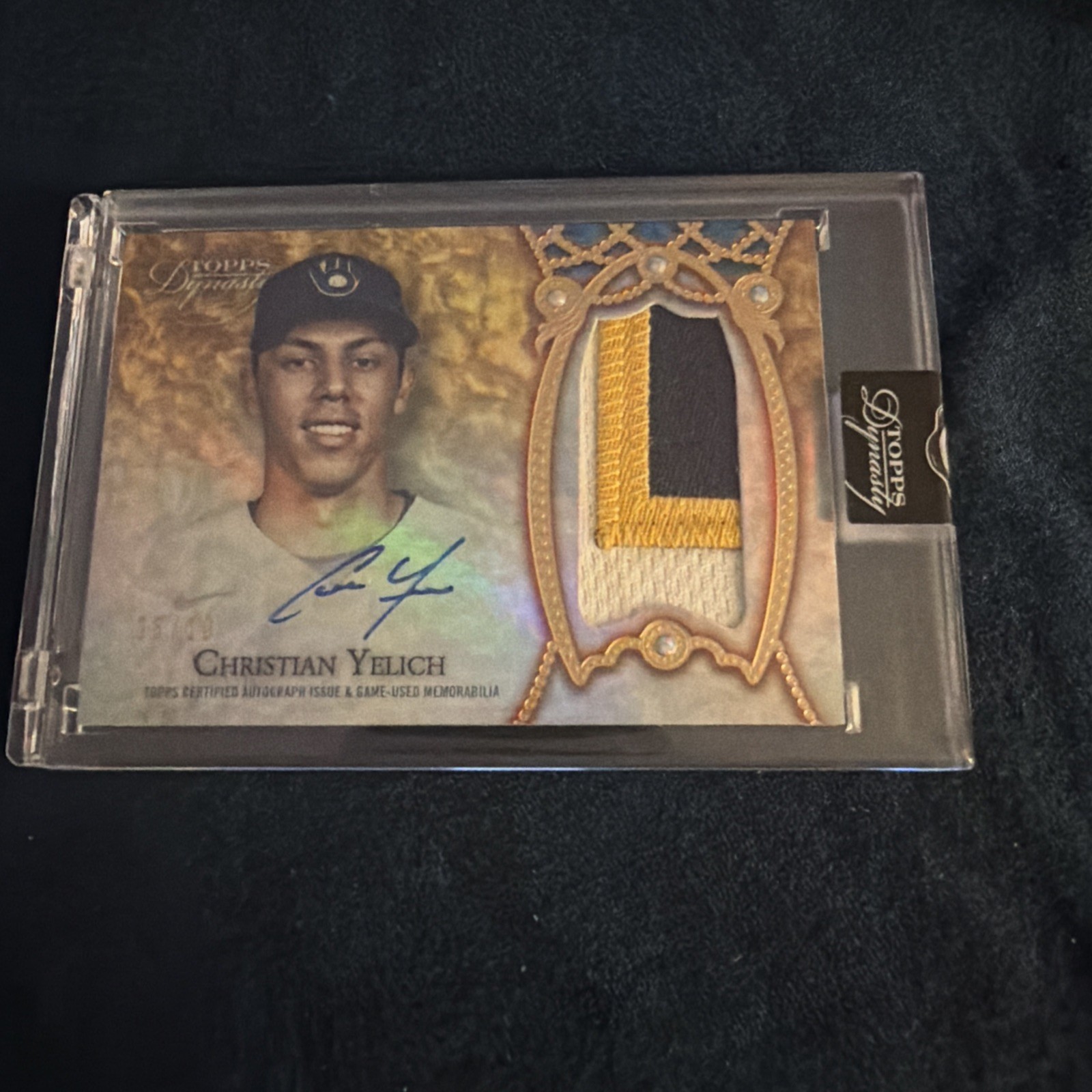 CHRISTIAN YELICH 2022 TOPPS DYNASTY DYNASTIC GAME USED PATCH AUTO /10 Q1217
