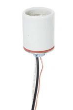 B&P Lamp® Glazed Porcelain Medium Base Socket with 61" Wire Leads and Bare
