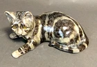 Winstanley Tabby Cat #4 Signed - Glass Eyes - Pottery Figurine England BVO/JE