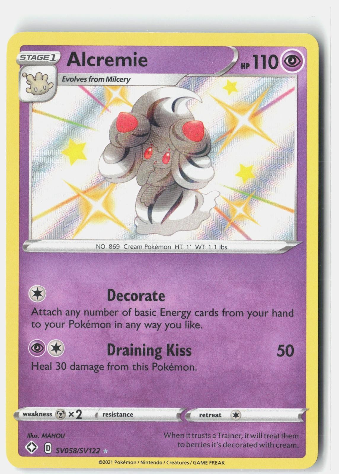 Alcremie SV058/SV122 Shiny Rare Shining Fates Shiny Vault Pokemon Holo LP