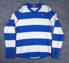 Abercrombie Fitch Shirt Men's XL Striped V-Neck Long Sleeve MUSCLE Rugby