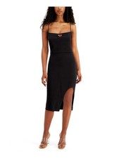 EMERALD SUNDAE Womens Midi Dress Black Spaghetti Strap Front Back Juniors S