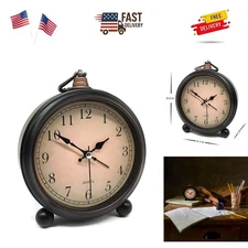 Vintage Retro Analog Alarm Clock, 4 inch Super Silent Non Ticking Small Clock...