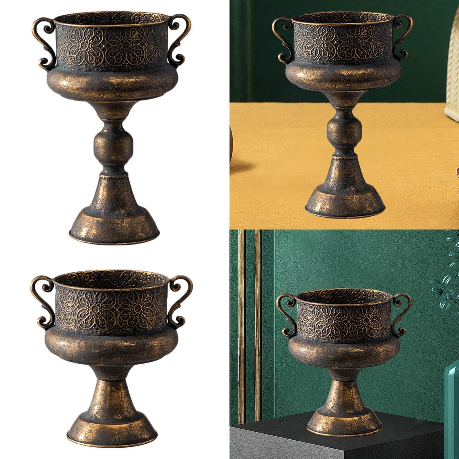 Iron Art Dried Flower Vase Flower Arrangement Pot Elegant Home Decoration Rustic