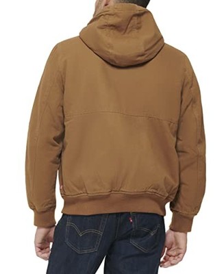 LEVI'S MEN'S WORKWEAR COTTON CANVAS HOODED BOMBER BROWN REGULAR & TALL - XL