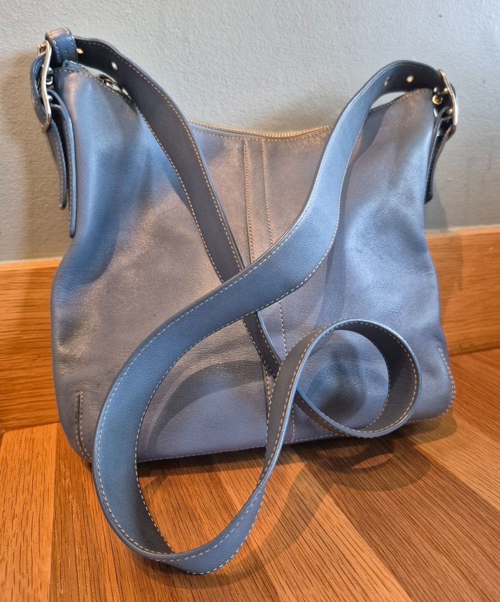Vintage COACH 9326 Legacy Slim Duffle Slate Blue Leather Crossbody