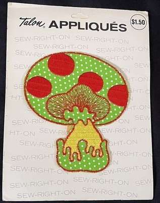 Vtg 1971 MUSHROOM Talon Sew On Appliqué NIP Patch Embellishment Retro Boho MCM