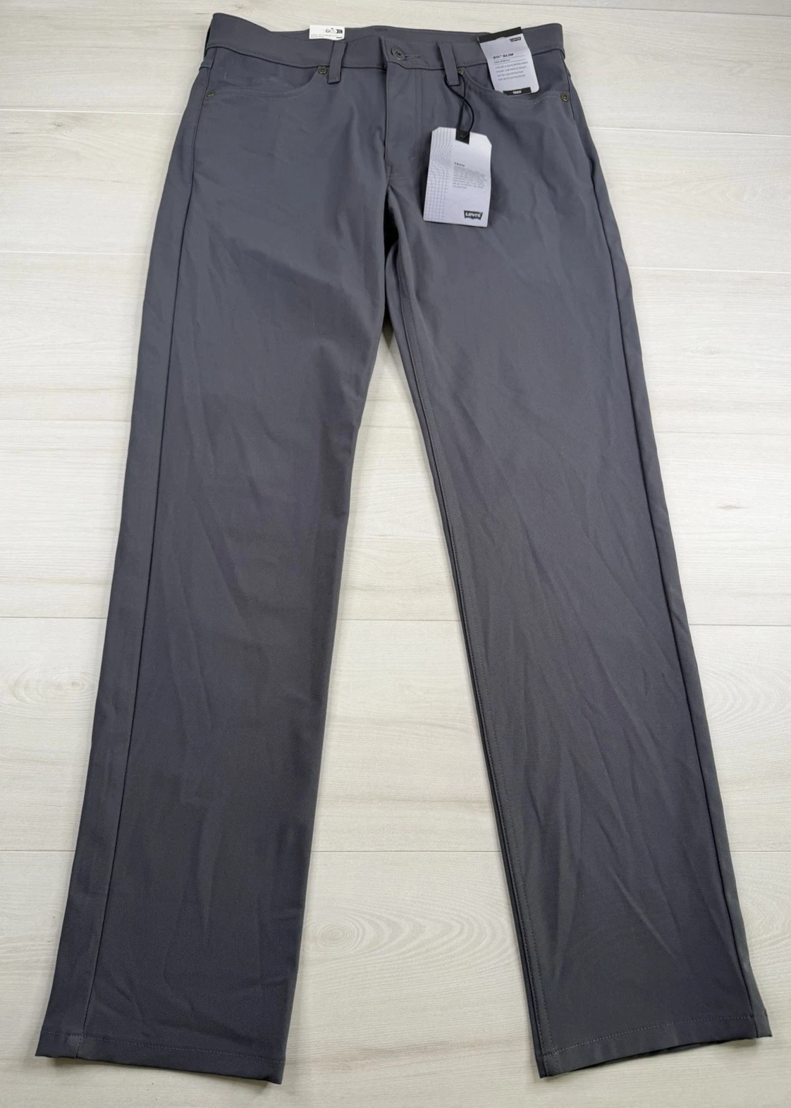 Levis 511 Slim Tech Pants Gray Performance Stretch UPF 50 Quick Dry 32x32 NWT