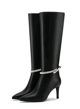 New Women's Sexy Black Stiletto Jeweled  Boots Sz 10 Party Club 