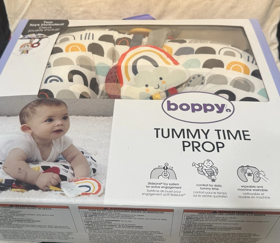 Boppy Tummy Time Pillow Black & White Modern Rainbows New in Box - Image 2 of 3