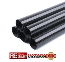 Carbon Fibre Tube 3K Roll Wrapped 800mm Gloss Plain OD 8–40mm UK 1000mm