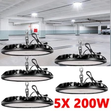 5 Pack 200W UFO LED High Bay Light Shop Warehouse Industrial Factory Commercial