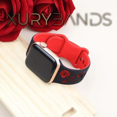Apple Watch Luxus Silikon Rosen Armband Mystic Rose Ver. Farben  Alle Größen  