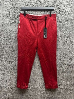 NWD Brian Dales Slim Fit Cotton Twill Cropped Casual Trousers Red Womens Size 46