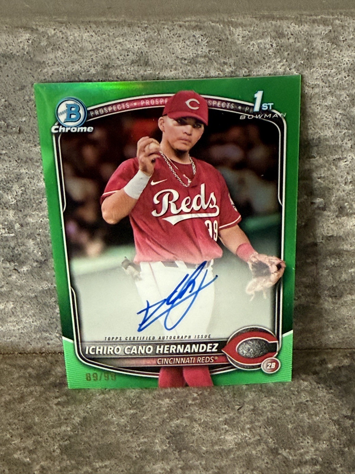 ICHIRO CANO HERNANDEZ 2025 BOWMAN CHROME 1ST GREEN AUTO /99