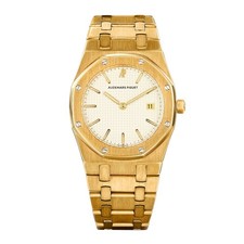 Audemars Piguet Royal Oak Watch 35MM Ivory Index Hour Markers Dial Yellow Gold
