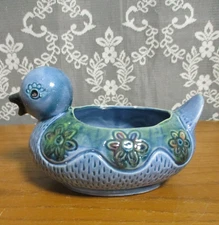 Norleans Duck Planter MCM Bird Flower Blue