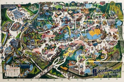 Six Flags AstroWorld Texas Vintage 1993 Theme Park Souvenir Map  display picture 1