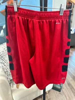 BOYS Nike ELITE DriFit Basketball Shorts 10'' Inseam 546649 Red Black Sz Youth M