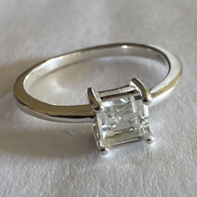 Sterling Silber klarer weißer Topas Solitär Ring Größe R1/2 925 Gemporia Edelstein