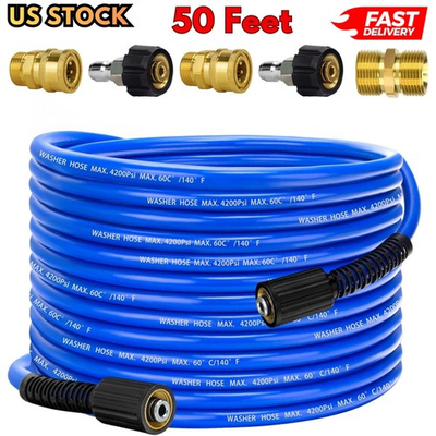 #ad 50Ftx1 4quot; Pressure Power Washer Hose Flexible Kink Resistant for Ryobi Troy Bilt $74.22