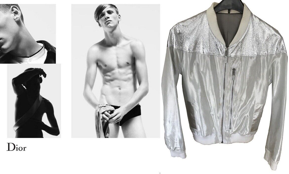 VERY RARE DIOR HOMME By Hedi Slimane Silver Bomber SS 2007 Ad Sample Runway EU48