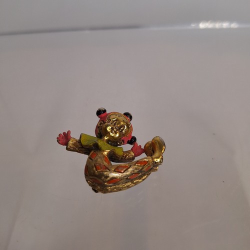 Tortolani Payaso Niño Bufón Jacquard Broche Prendedor Tono Dorado Disfraz De Colección Pixie - Imagen 4 de 8