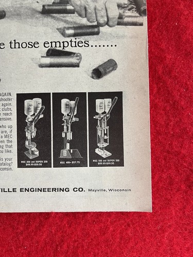 Vintage 1962 Print Ad MEC Mayville Engineering Co. Ammo Reloaders 250, 400, 550 - Picture 2 of 7