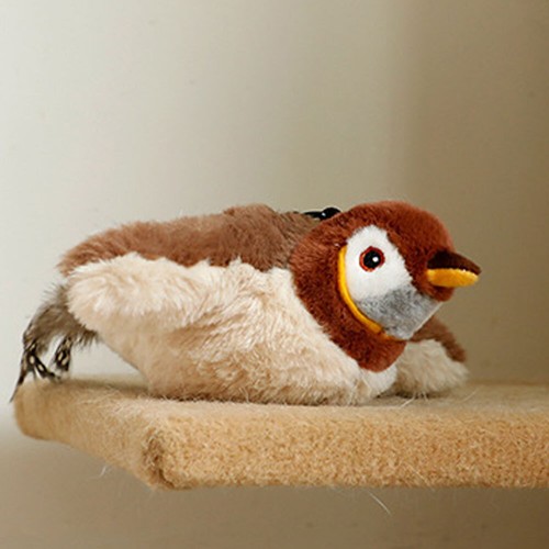 Electronic Interactive Bird Cat Toy Hanging Pet Flapping Wings Sparrow OY - Picture 9 of 11