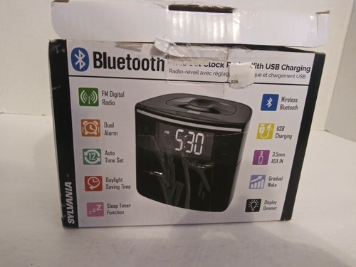 Sylvania SCR1986BT-AS Bluetooth Clock Radio Auto-Set Dual Alarm & USB Charging - Picture 1 of 6