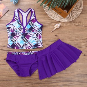 Kids-Girls-Tankini-Printed-Swimsuit-Swimwear-Bathing-Suit-Swimming-Skirt-3-Piece