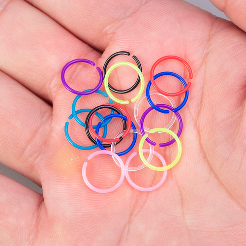 16Pcs 20G Flexible Colorful Acrylic Nose Ring Lip Hoops Retainer Septum Jewelry - Picture 7 of 13