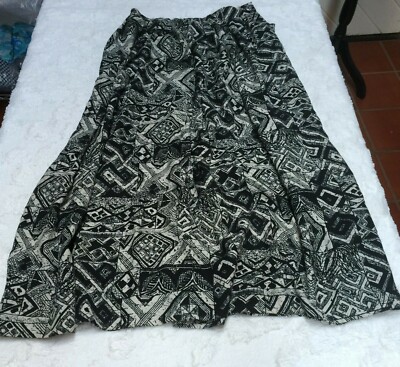 Jaeger Womens Black White Printed Pleated A-Line Midi Skirt Size 16 Pockets