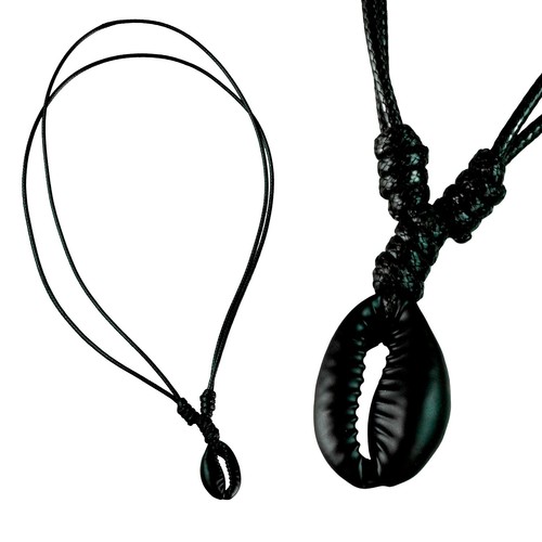 Black Cauris Choker Necklace - Cauri Shell Jewelry - Adjustable #4774