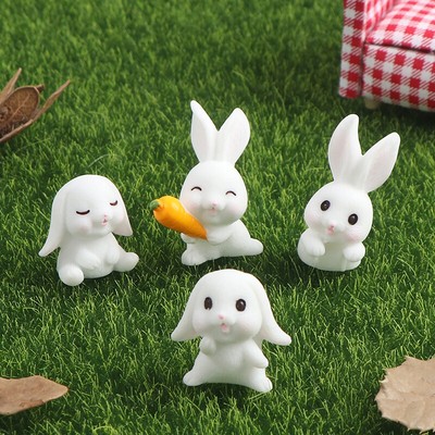 4Pcs Easter Rabbit Carrot Miniature Garden Decor Mini Bunny Easter Cupcake^^i