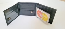 New Mens Black Genuine Leather Trifold Wallet ID Window Credit Card Case Holder