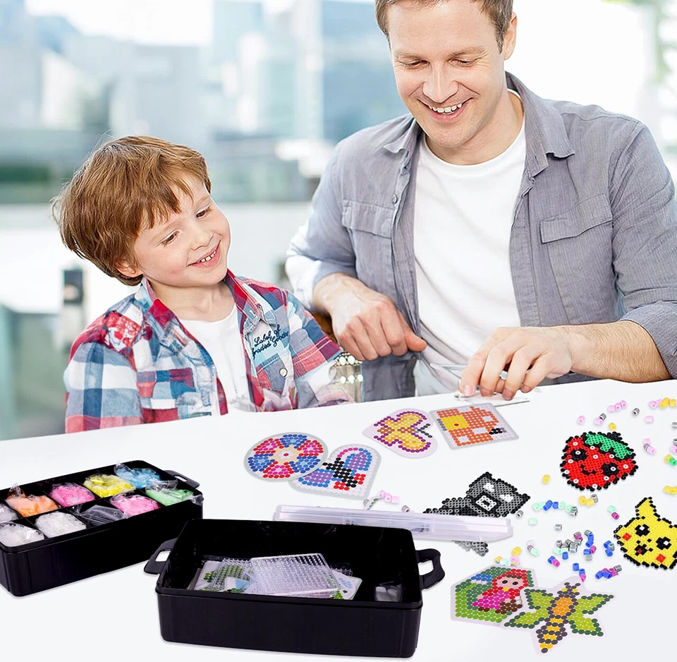 Malplay Bügelperlen Set Leuchtendes Bügelkästchen Schablonen 10000 Stück Koffer - Bild 3 von 4