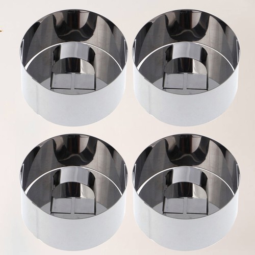 4 Stück Backzubehör Metall Kuchen Ringe Edelstahl Mousse Form Herstellung Werkzeug - Bild 2 von 12