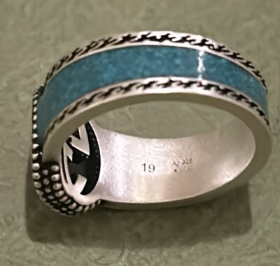 Gucci Interlocking G Turquoise Enamel Ring 14mm AG925 | eBay